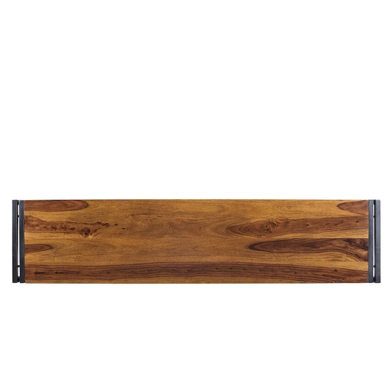 Rustic Reclaimed Wood Bench with Black Iron Frame Industrial Style