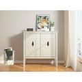 Vintage Style Two Door Wood Storage Cabinet with Antique Brass Handles