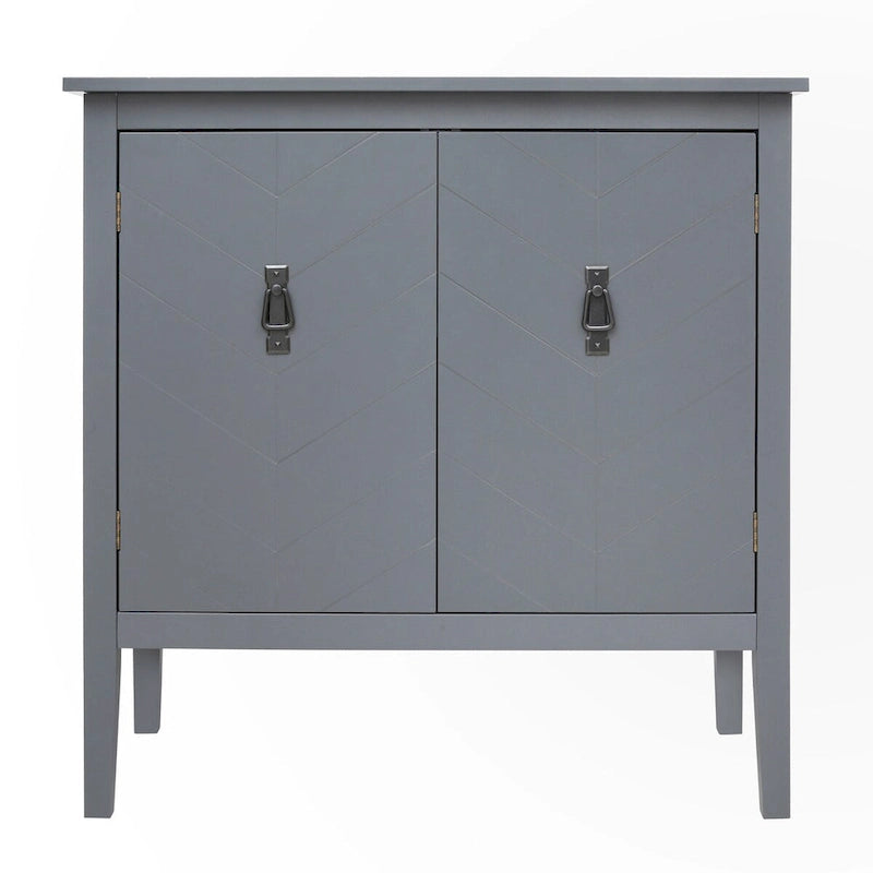 Vintage Style Two Door Wood Storage Cabinet with Antique Brass Handles