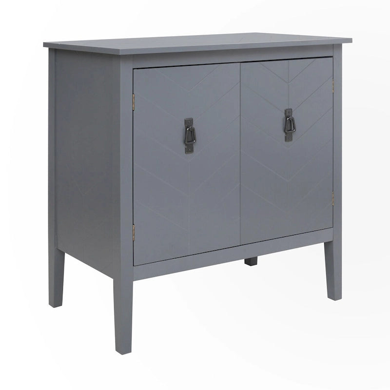 Vintage Style Two Door Wood Storage Cabinet with Antique Brass Handles