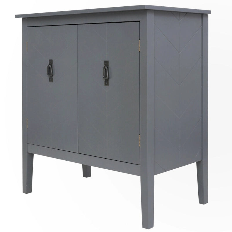 Vintage Style Two Door Wood Storage Cabinet with Antique Brass Handles