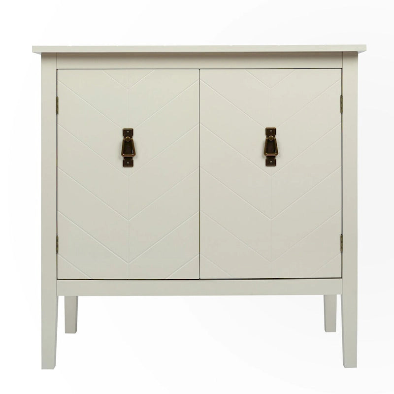 Vintage Style Two Door Wood Storage Cabinet with Antique Brass Handles