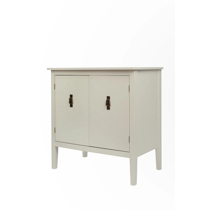 Vintage Style Two Door Wood Storage Cabinet with Antique Brass Handles