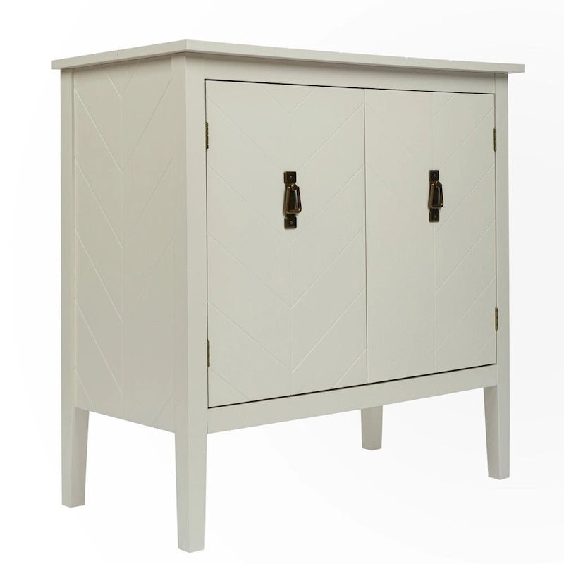 Vintage Style Two Door Wood Storage Cabinet with Antique Brass Handles