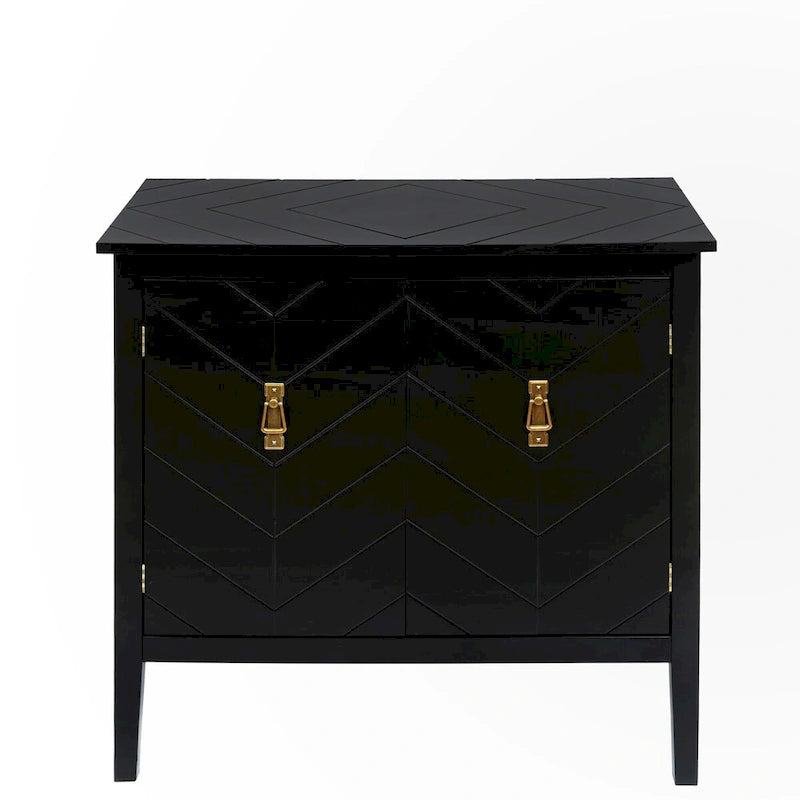 Vintage Style Two Door Wood Storage Cabinet with Antique Brass Handles