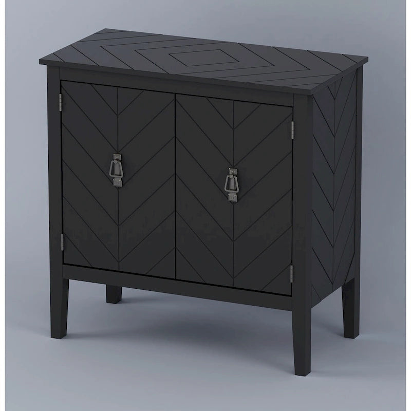 Vintage Style Two Door Wood Storage Cabinet with Antique Brass Handles
