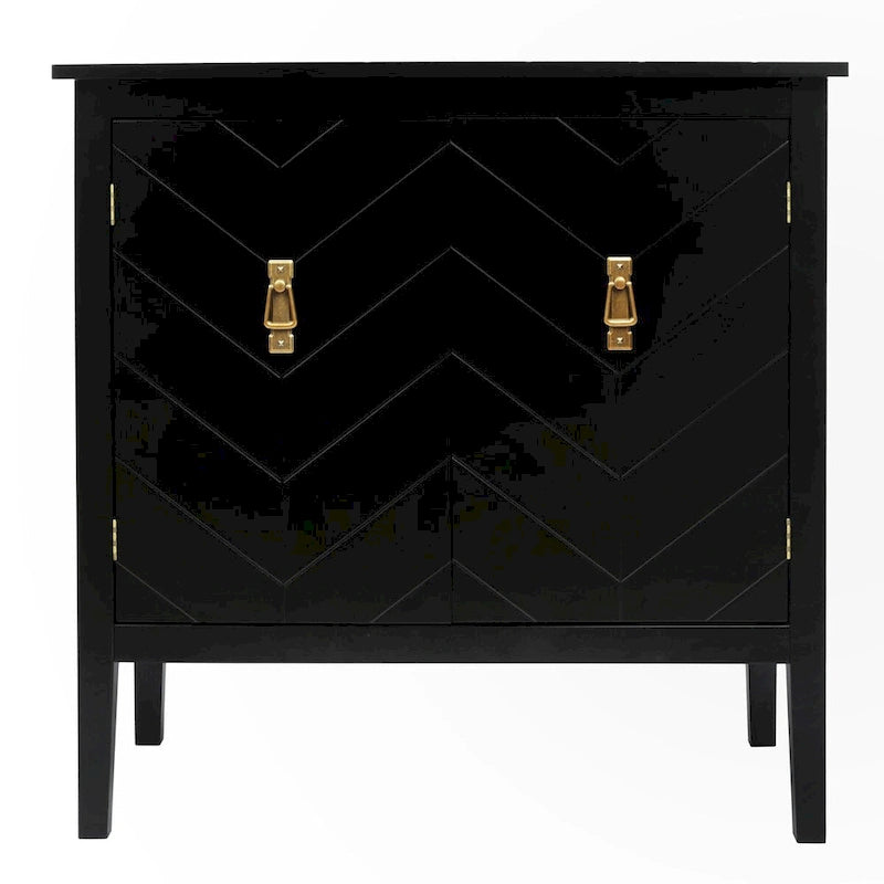 Vintage Style Two Door Wood Storage Cabinet with Antique Brass Handles