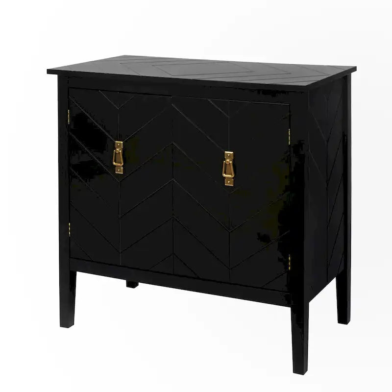Vintage Style Two Door Wood Storage Cabinet with Antique Brass Handles