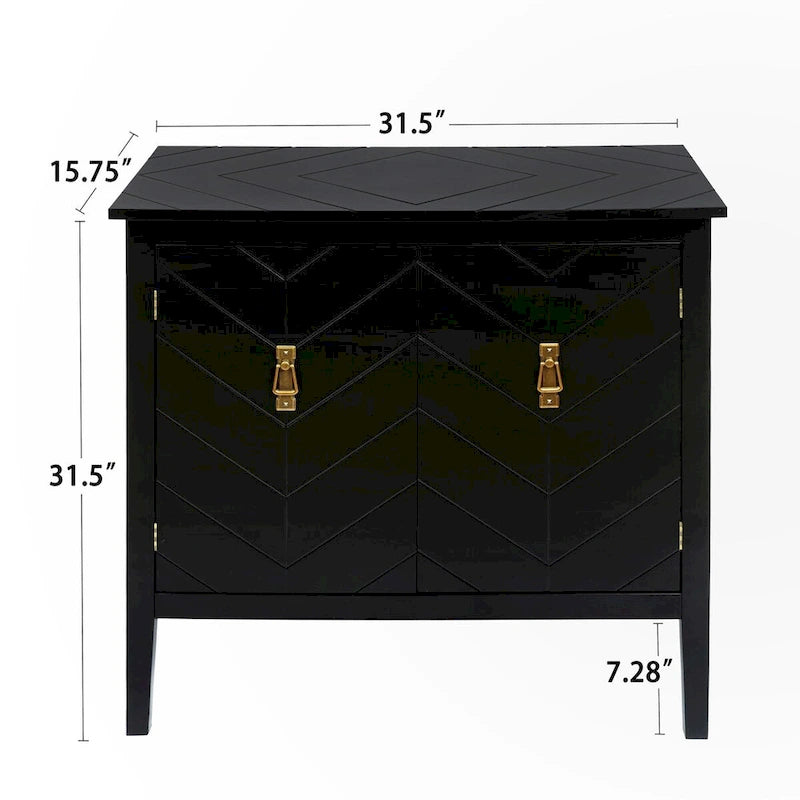 Vintage Style Two Door Wood Storage Cabinet with Antique Brass Handles