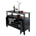 Black Wood Buffet Cabinet with Wine Rack Drawer Open Shelf