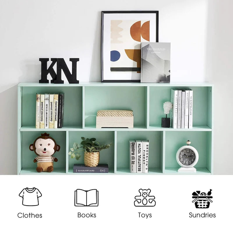 Green 3-Tier MDF Cube Storage Bookcase with Foldable Fabric Drawers