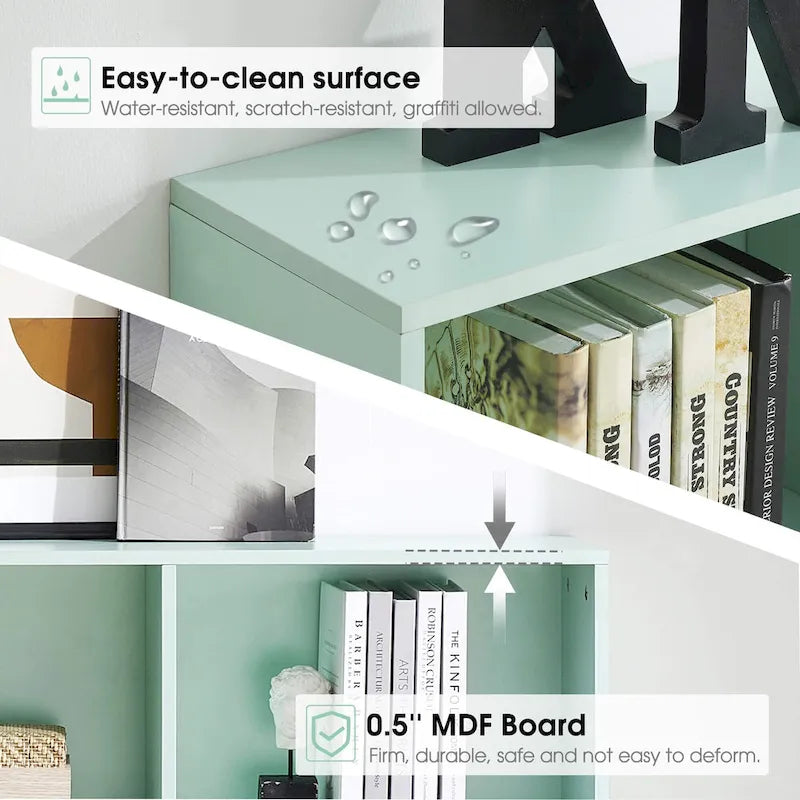 Green 3-Tier MDF Cube Storage Bookcase with Foldable Fabric Drawers