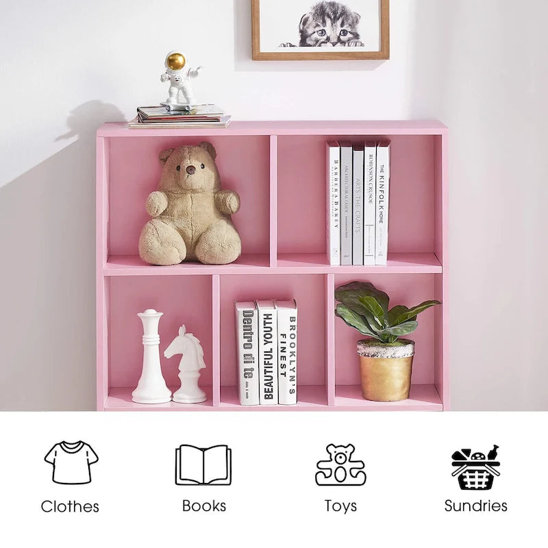 Green 3-Tier MDF Cube Storage Bookcase with Foldable Fabric Drawers