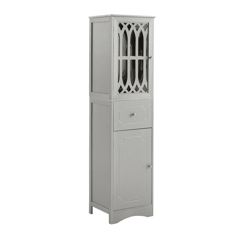 Meuble de salle de bain haut sur pied avec tiroir et porte en acrylique