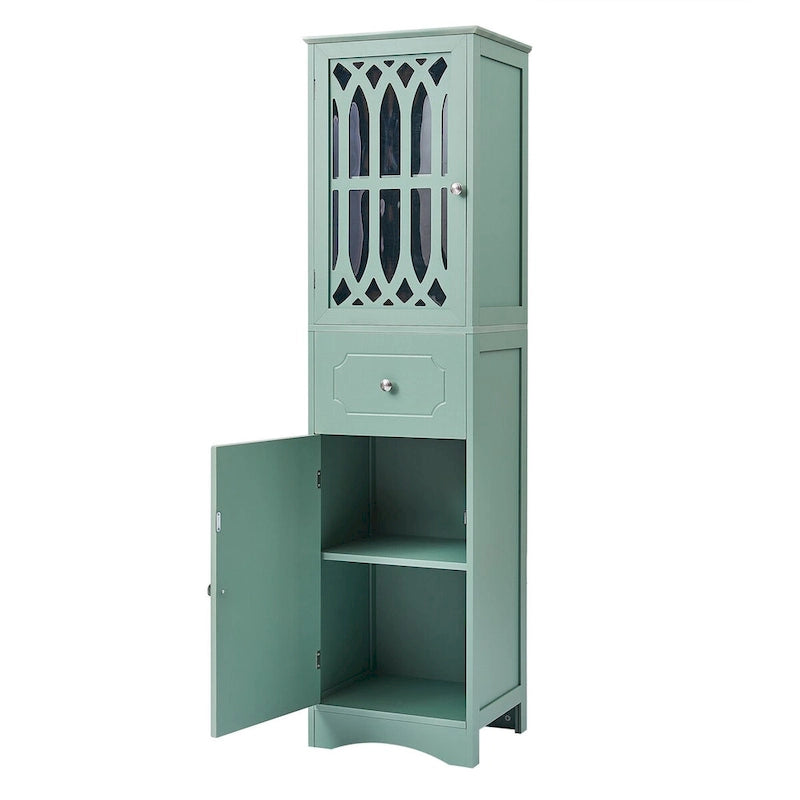 Freestanding Tall Bathroom Storage Cabinet with Drawer and Acrylic Door