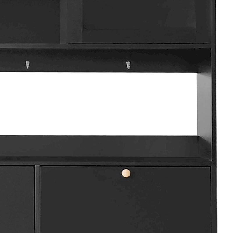 Tall Freestanding Shoe Storage Cabinet with Flip Drawers and Hooks, White & Black