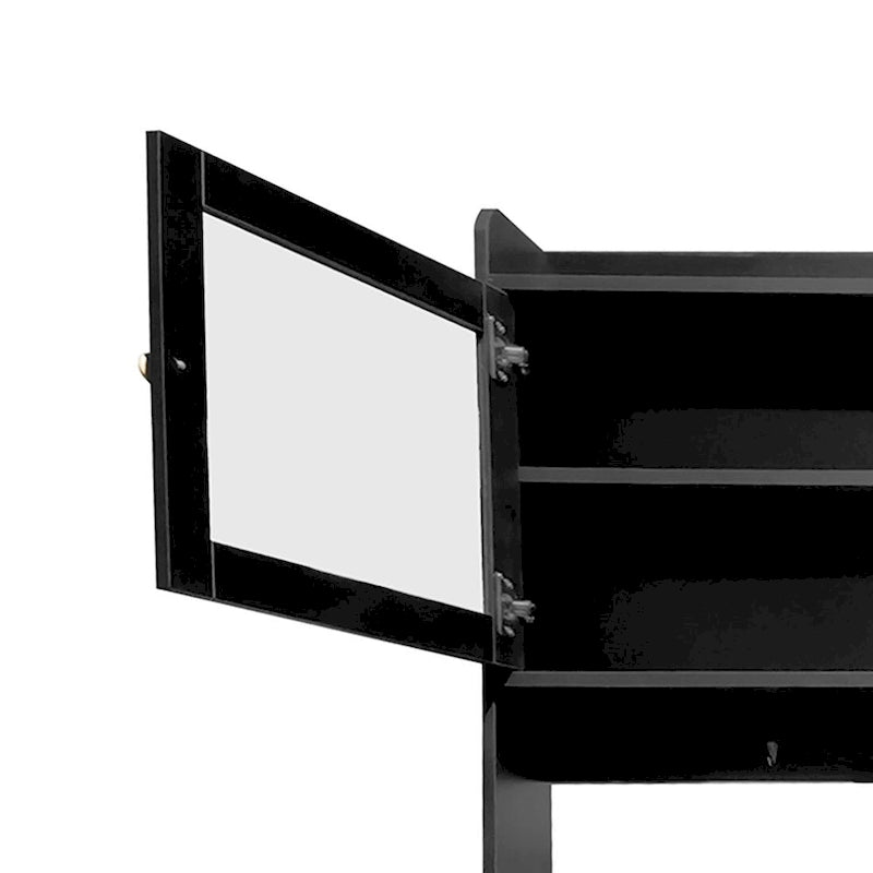 Tall Freestanding Shoe Storage Cabinet with Flip Drawers and Hooks, White & Black