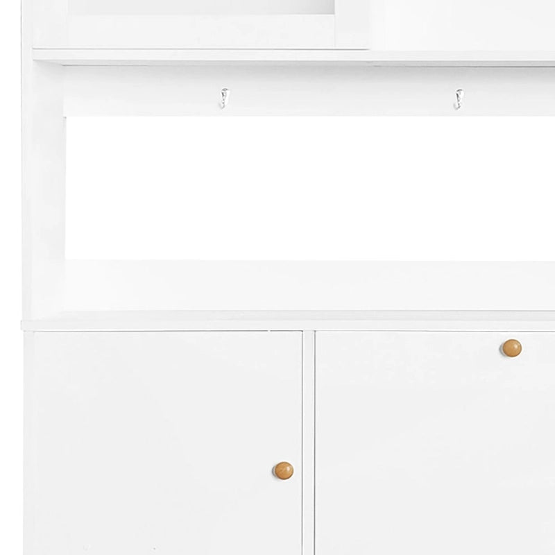 Tall Freestanding Shoe Storage Cabinet with Flip Drawers and Hooks, White & Black