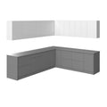 L-Shaped Modern Gray Matte Kitchen Wall and Base Cabinet