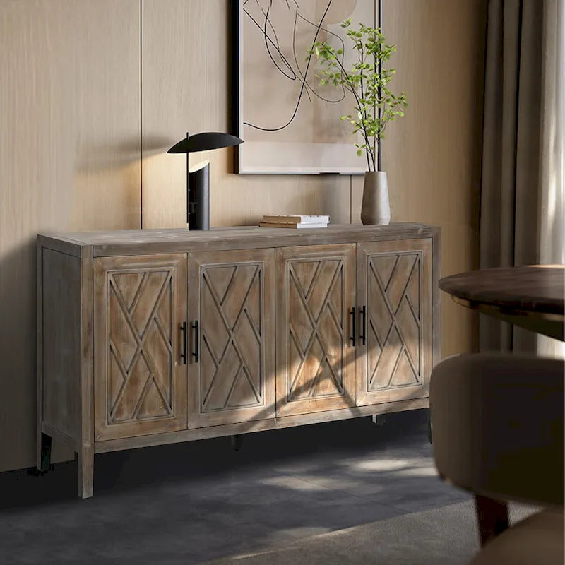 4 Door Wooden Twill Sideboard