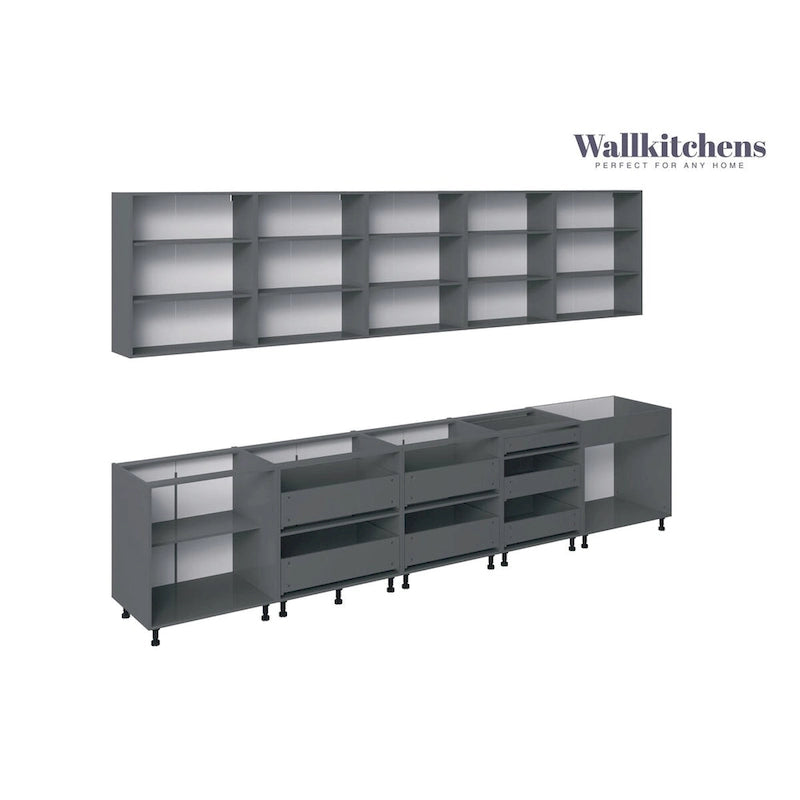 White Matte Kitchen Wall and Base Cabinets with Drawer Fronts