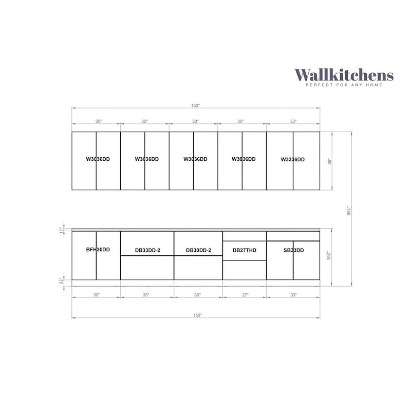 White Matte Kitchen Wall and Base Cabinets with Drawer Fronts