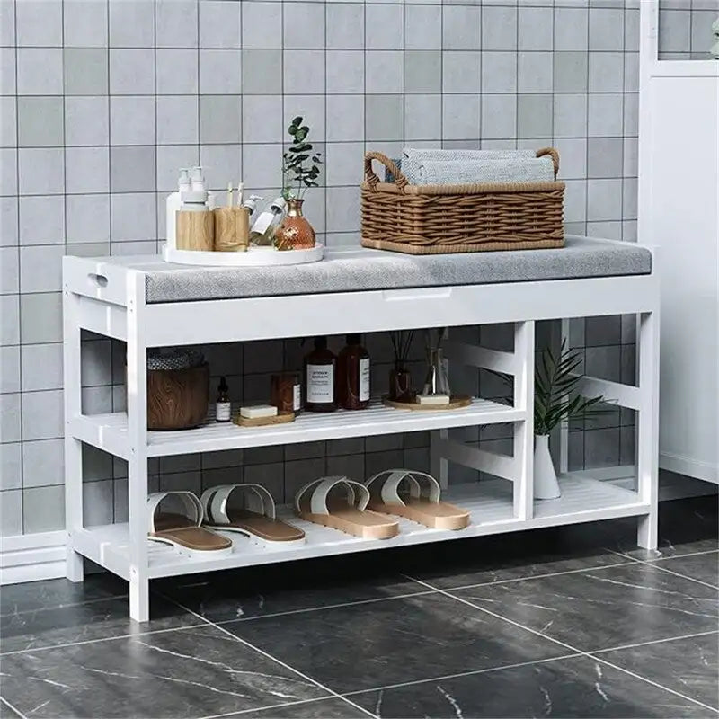 Shoe Bench Rack with Storage - 11.4D x 36W x 19.7H