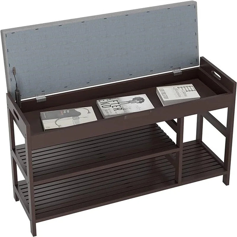 Shoe Bench Rack with Storage - 11.4D x 36W x 19.7H