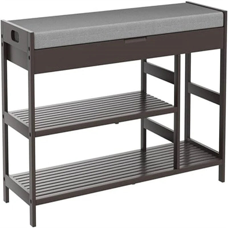 Shoe Bench Rack with Storage - 11.4D x 36W x 19.7H