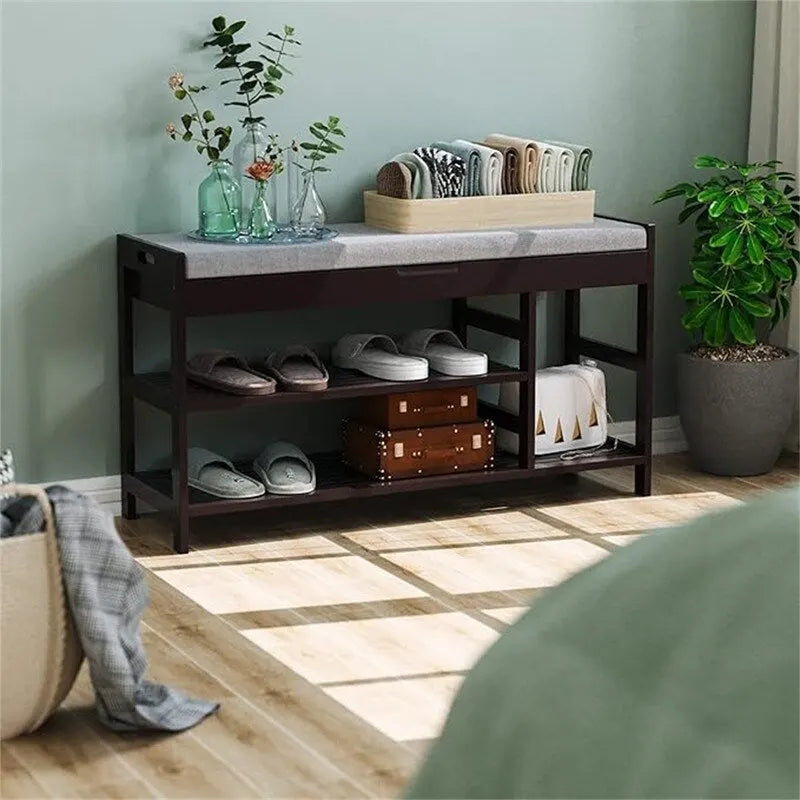 Shoe Bench Rack with Storage - 11.4D x 36W x 19.7H