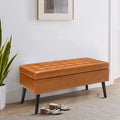 Tufted Faux Leather Flip-Top Storage Ottoman Bench Brown Upholstered