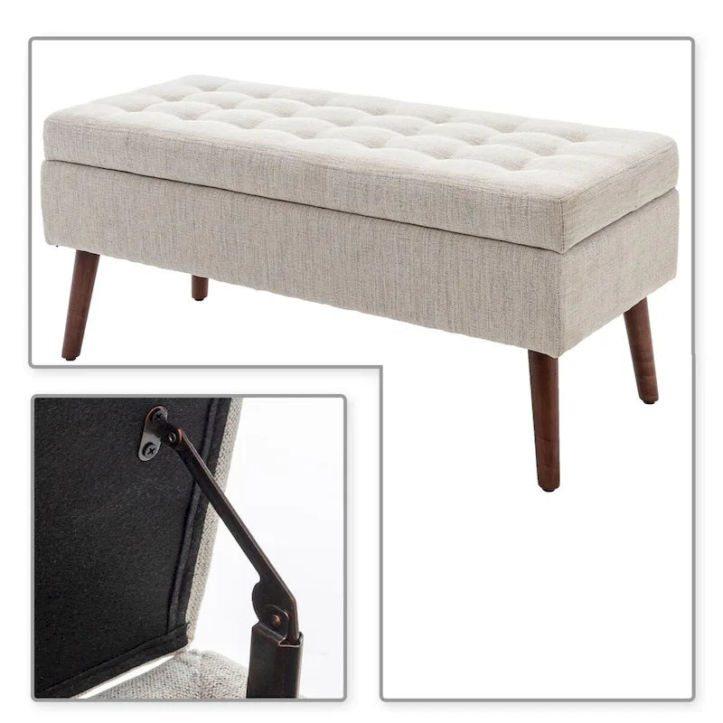 Tufted Faux Leather Flip-Top Storage Ottoman Bench Brown Upholstered