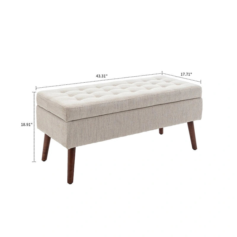 Tufted Faux Leather Flip-Top Storage Ottoman Bench Brown Upholstered
