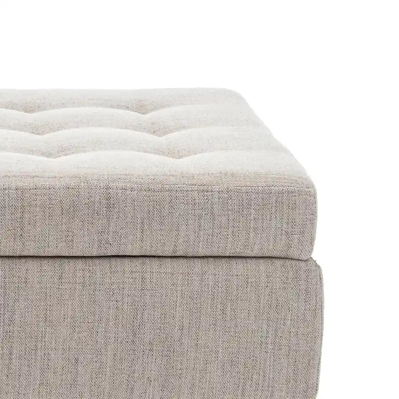 Tufted Faux Leather Flip-Top Storage Ottoman Bench Brown Upholstered