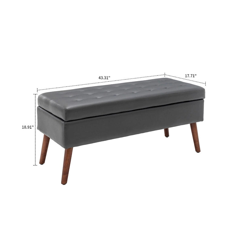 Tufted Faux Leather Flip-Top Storage Ottoman Bench Brown Upholstered