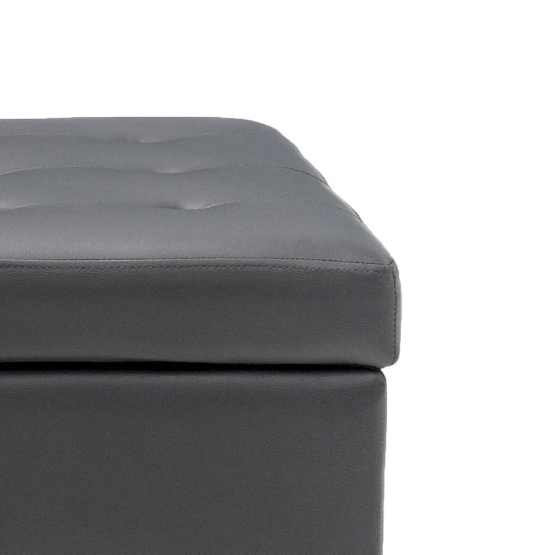 Tufted Faux Leather Flip-Top Storage Ottoman Bench Brown Upholstered