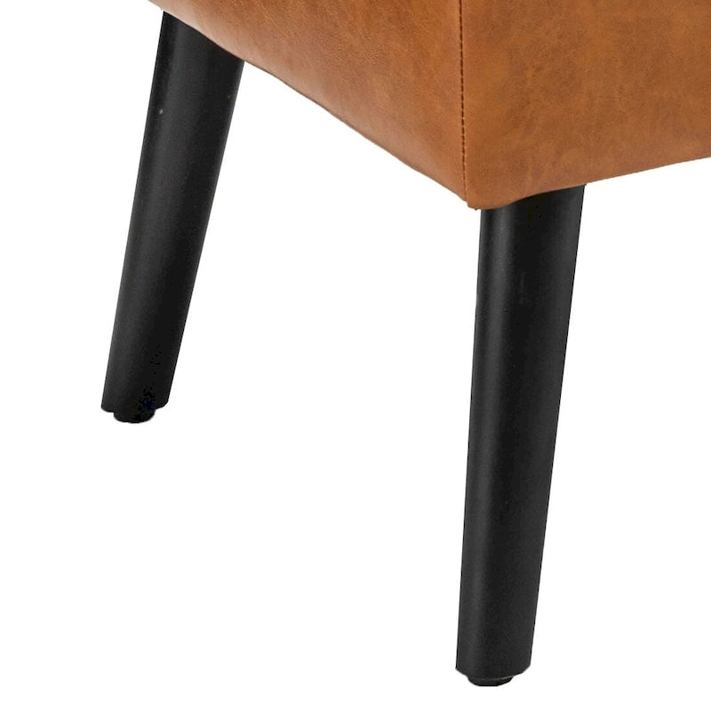 Tufted Faux Leather Flip-Top Storage Ottoman Bench Brown Upholstered