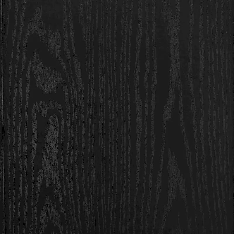 Black Wood-Grain Tall Glass Door Display Storage Cabinet with Adjustable Shelves