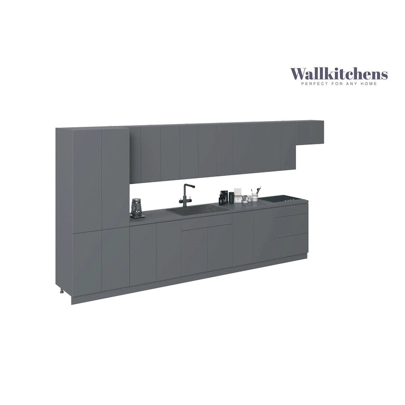 Modern Gray Matte Flat-Panel Kitchen Cabinet with Soft-Close Hinges