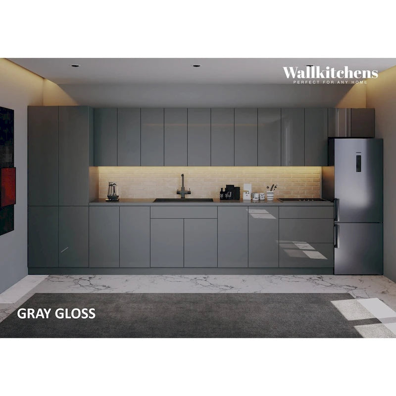 Modern Gray Matte Flat-Panel Kitchen Cabinet with Soft-Close Hinges