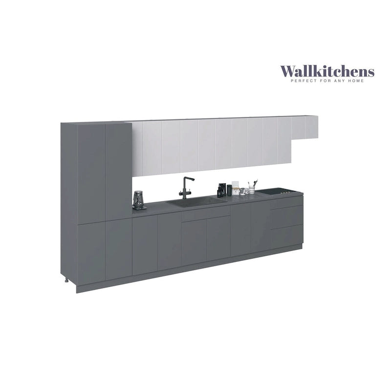 Modern Gray Matte Flat-Panel Kitchen Cabinet with Soft-Close Hinges