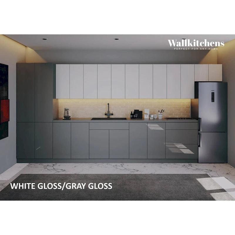 Modern Gray Matte Flat-Panel Kitchen Cabinet with Soft-Close Hinges