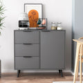 Mid-Century Sideboard Storage Cabinet with 3 Drawers Adjustable Shelf Door