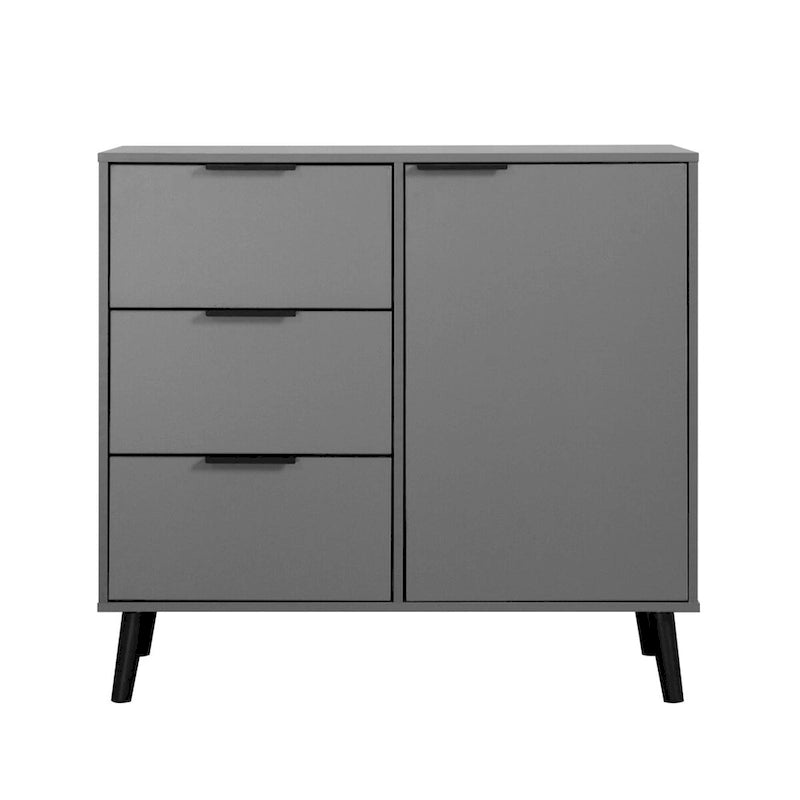 Mid-Century Sideboard Storage Cabinet with 3 Drawers Adjustable Shelf Door