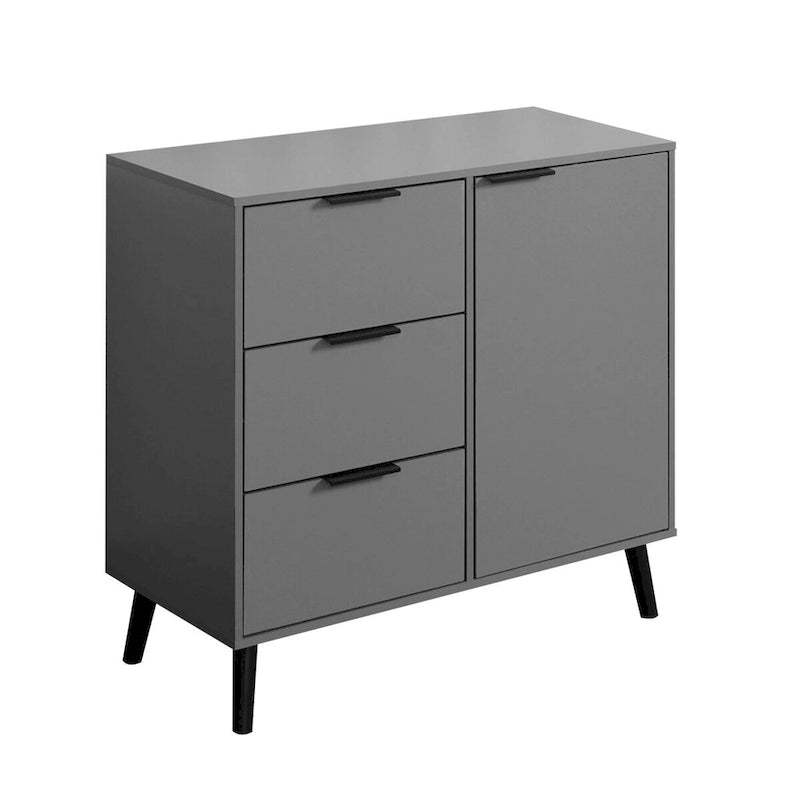 Mid-Century Sideboard Storage Cabinet with 3 Drawers Adjustable Shelf Door