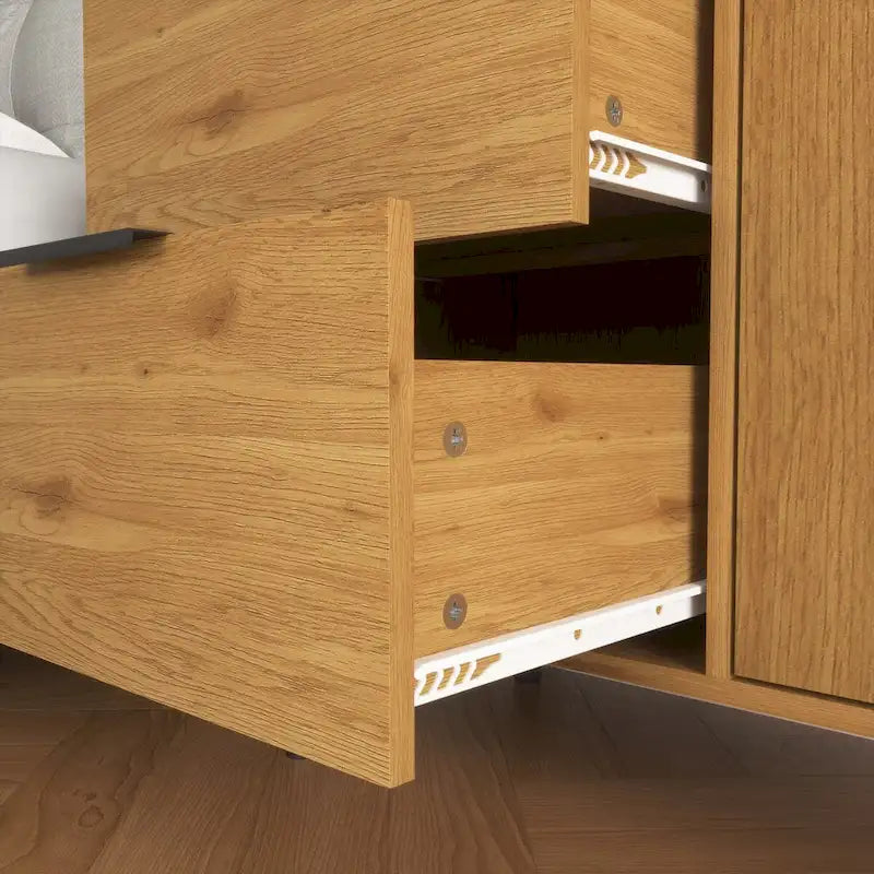 Mid-Century Sideboard Storage Cabinet with 3 Drawers Adjustable Shelf Door