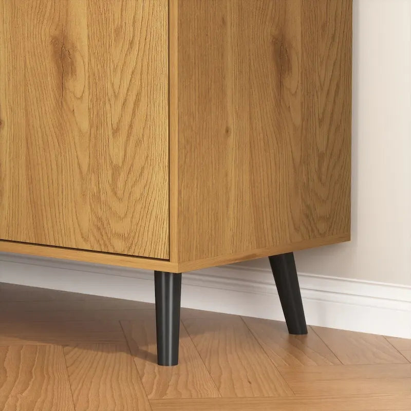 Mid-Century Sideboard Storage Cabinet with 3 Drawers Adjustable Shelf Door