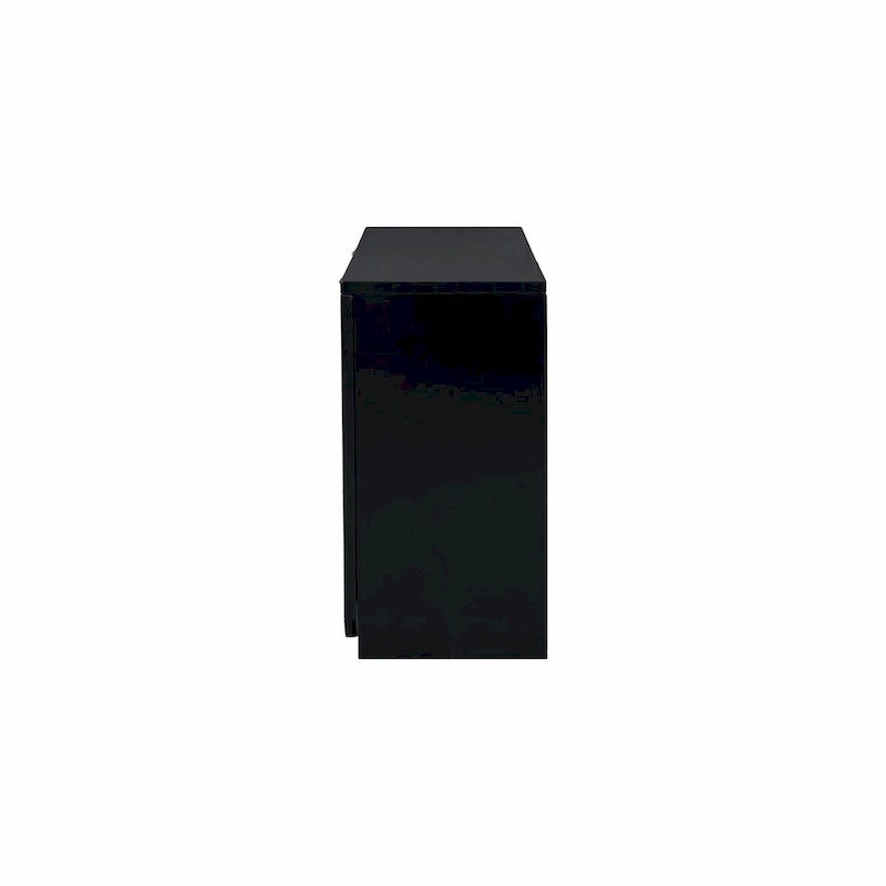 Four-Door Sideboard Cabinet Ribbed Wavy Base Gold Handles Navy Blue White Black