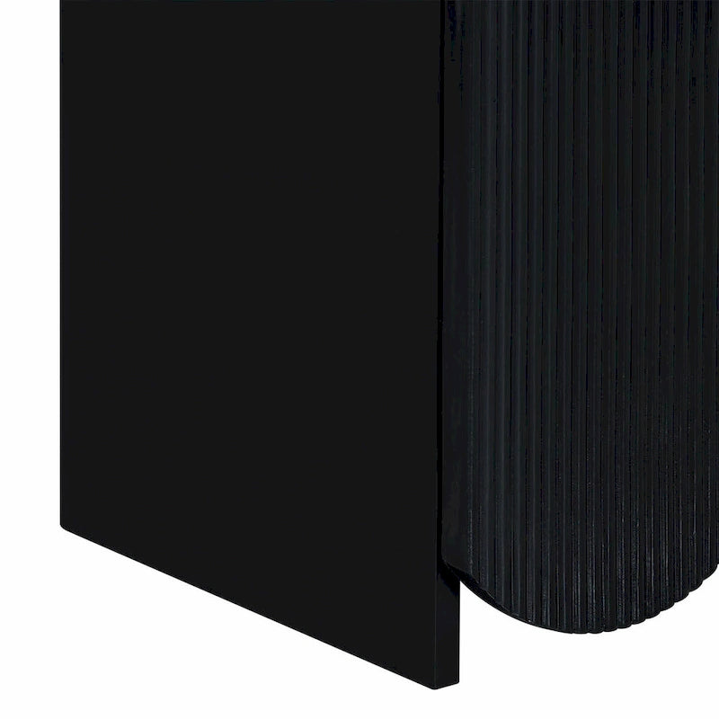 Four-Door Sideboard Cabinet Ribbed Wavy Base Gold Handles Navy Blue White Black