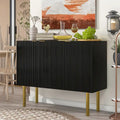 Fluted Door Sideboard Cabinet with Gold Metal Legs, Black or White